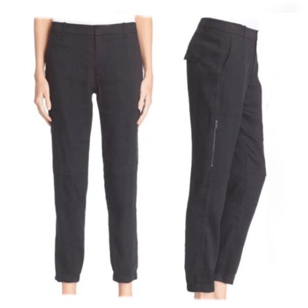 EUC VINCE BLACK LINEN BLEND CARGO JOGGER PANTS LIKE NEW WORN ONCE  SIZE 6
